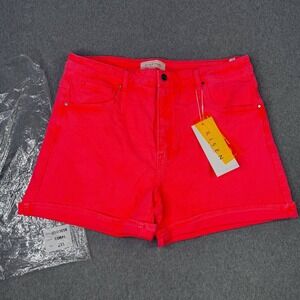 NEW Risen Denim Cuffed Shorts Women's‎ Size 2x 18/20 Coral High Rise Stretch